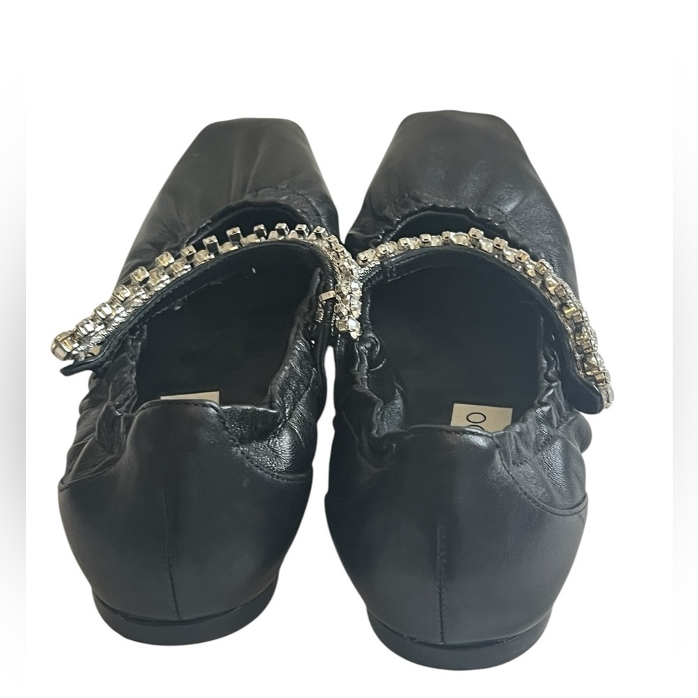 Jimmy Choo Gai Square-Toe Crystal-Strap Leather Ballerina Flats 34, pre-owned. - Picture 8 of 16